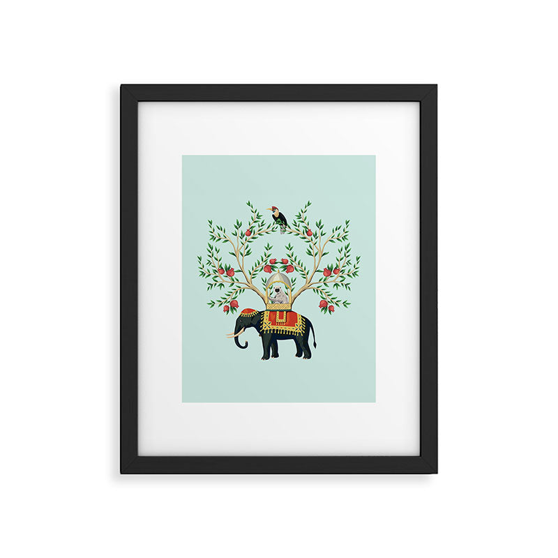 Chinoiserie Indian Elephant & Monkey Exotic Floral Framed Art Print Gallery Image 6