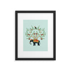 Chinoiserie Indian Elephant & Monkey Exotic Floral Framed Art Print Gallery Image 6