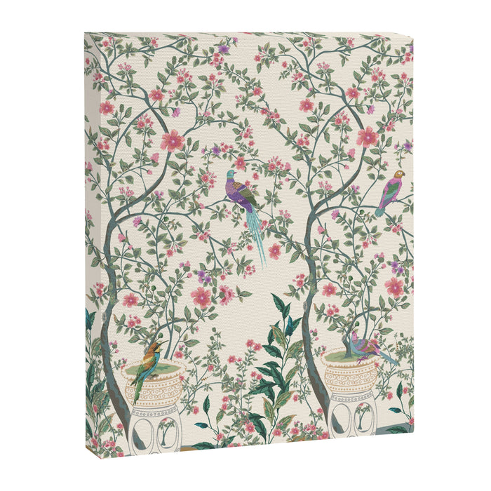 Chinoiserie Lemon Fresco Floral Garden Birds Oriental Botanical Canvas Print Gallery Image 1