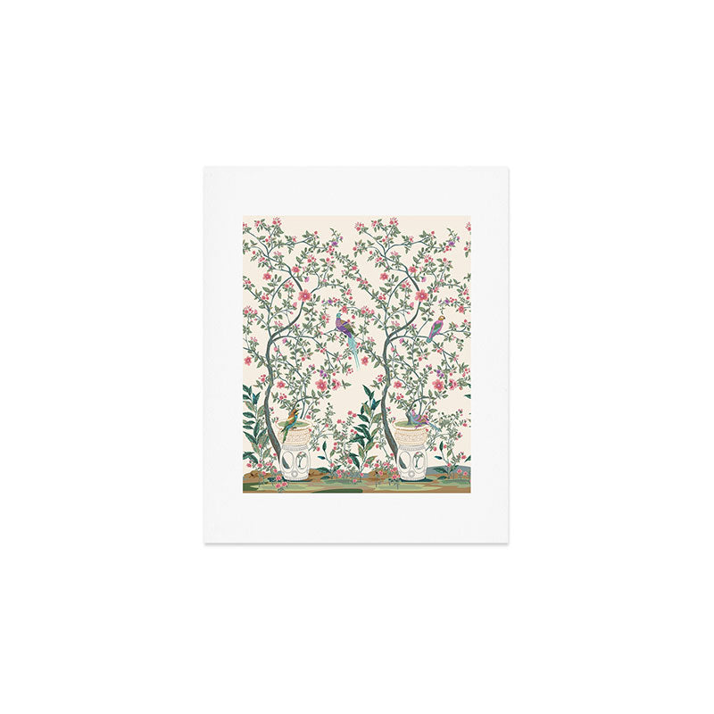 Chinoiserie Lemon Fresco Floral Garden Birds Oriental Botanical Art Print Gallery Image 1