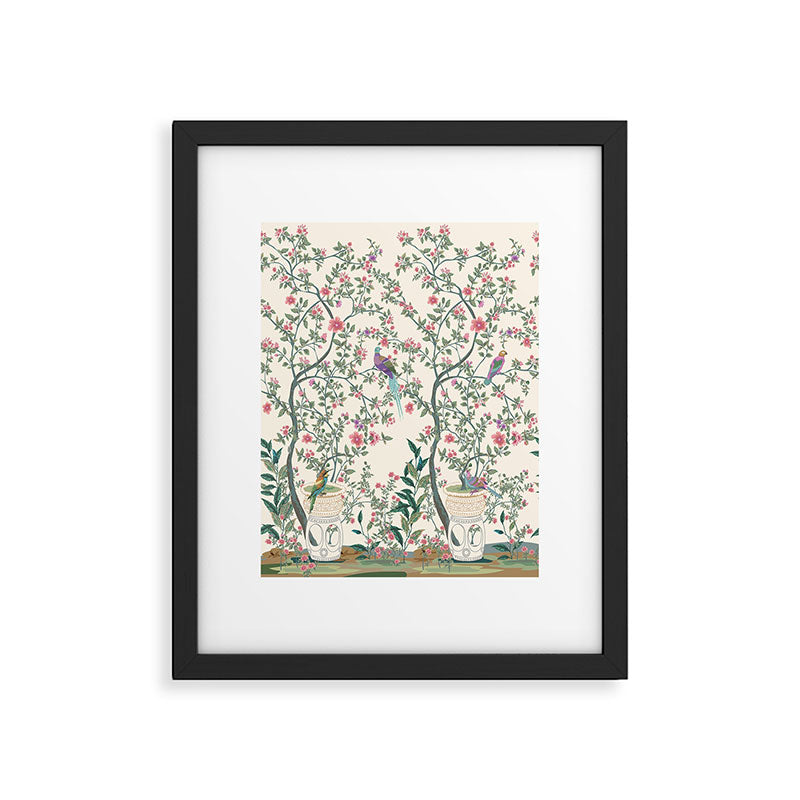 Chinoiserie Lemon Fresco Floral Garden Birds Oriental Botanical Framed Art Print Gallery Image 5