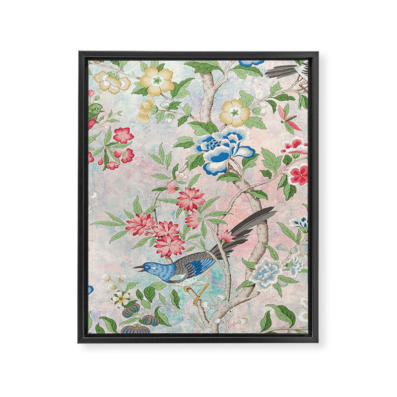 Chinoiserie Magpie Blooming Peony Botanical Garden Framed Canvas Print Gallery Image 8