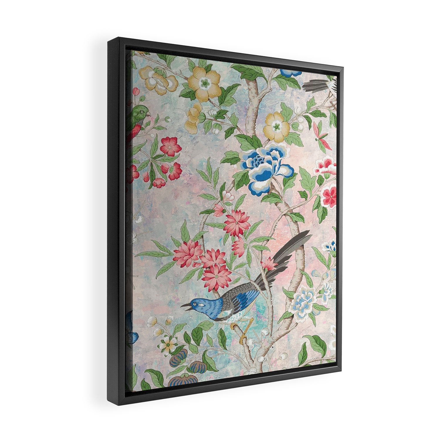 Chinoiserie Magpie Blooming Peony Botanical Garden Framed Canvas Print Gallery Image 2
