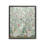 Chinoiserie Mint Green Pastel Fresco Floral Garden Birds Oriental Botanical Framed Canvas Print Gallery Image 8