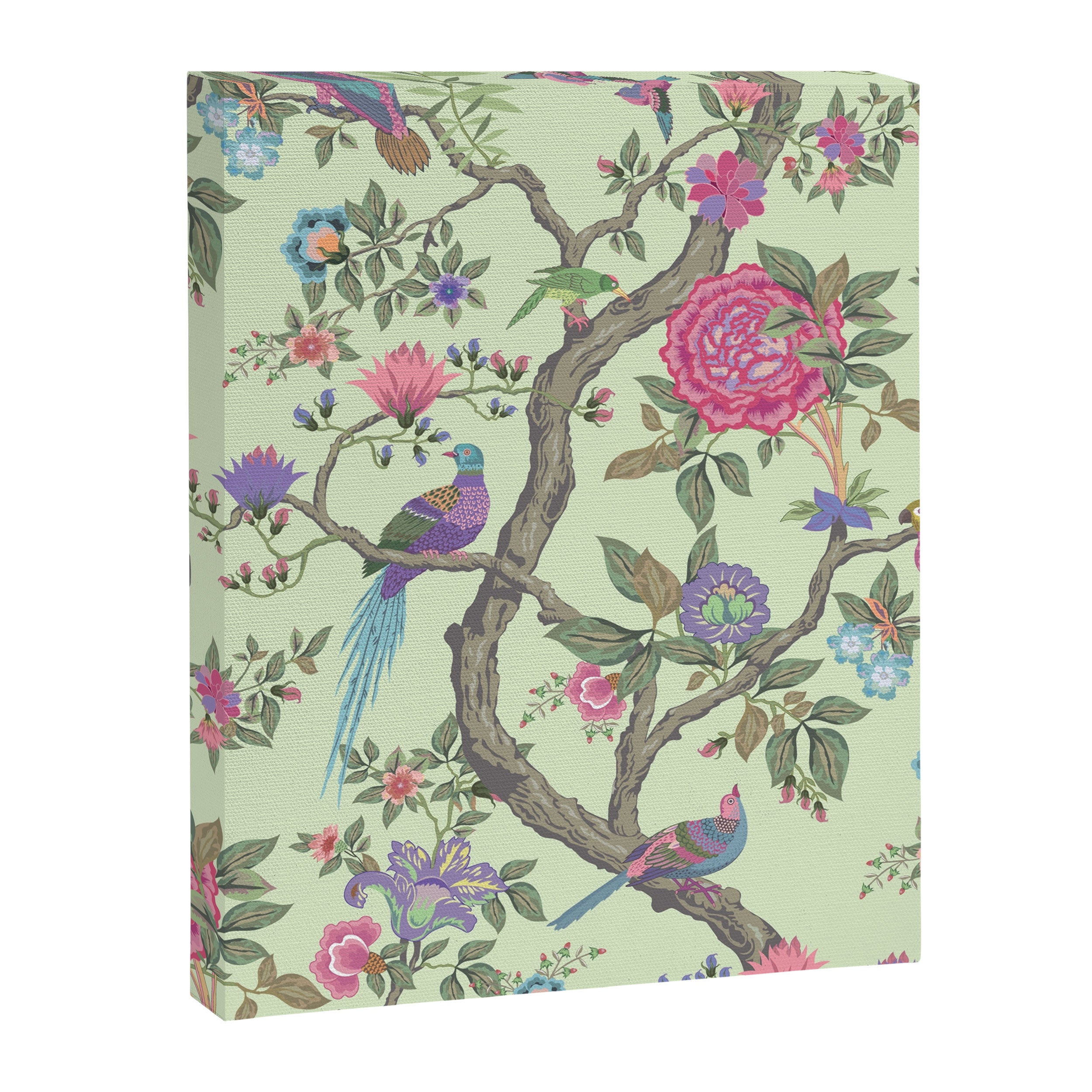 Chinoiserie Mint Green Pastel Fresco Floral Garden Birds Oriental Botanical Canvas Print Gallery Image 8