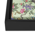 Chinoiserie Mint Green Pastel Fresco Floral Garden Birds Oriental Botanical Framed Canvas Print Gallery Image 3
