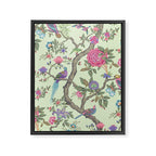 Chinoiserie Mint Green Pastel Fresco Floral Garden Birds Oriental Botanical Framed Canvas Print Gallery Image 8