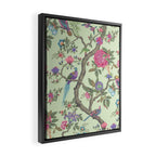 Chinoiserie Mint Green Pastel Fresco Floral Garden Birds Oriental Botanical Framed Canvas Print Gallery Image 2