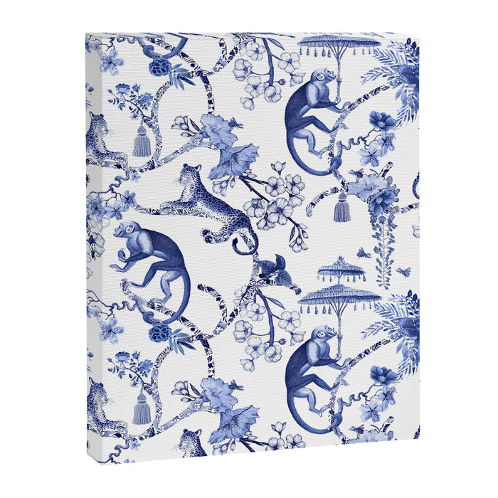 Chinoiserie Monkey Jungle Botanical Toile de Jouy Art Canvas Print Gallery Image 1