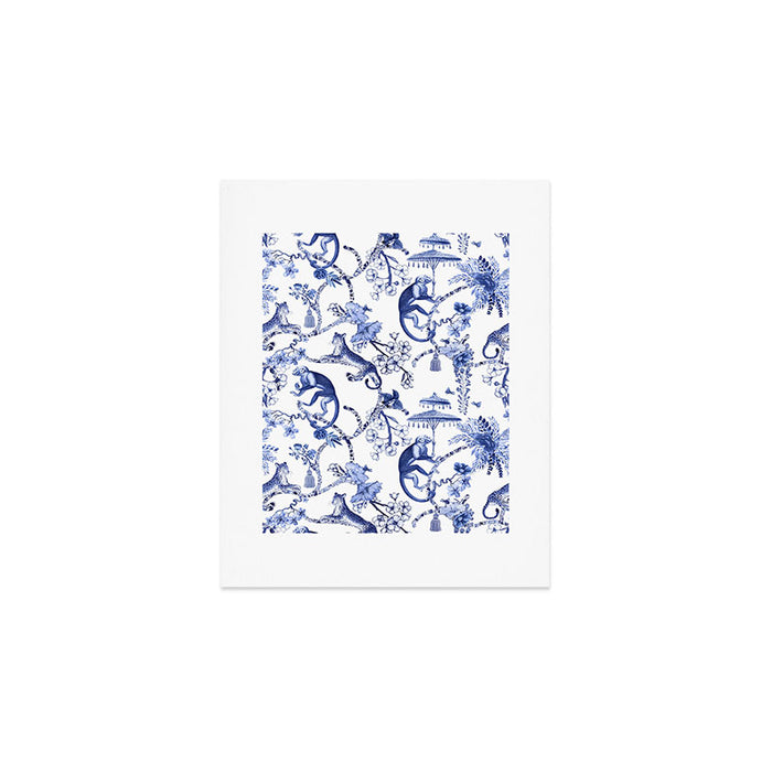Chinoiserie Monkey Jungle Botanical Toile de Jouy Art Art Print Gallery Image 1