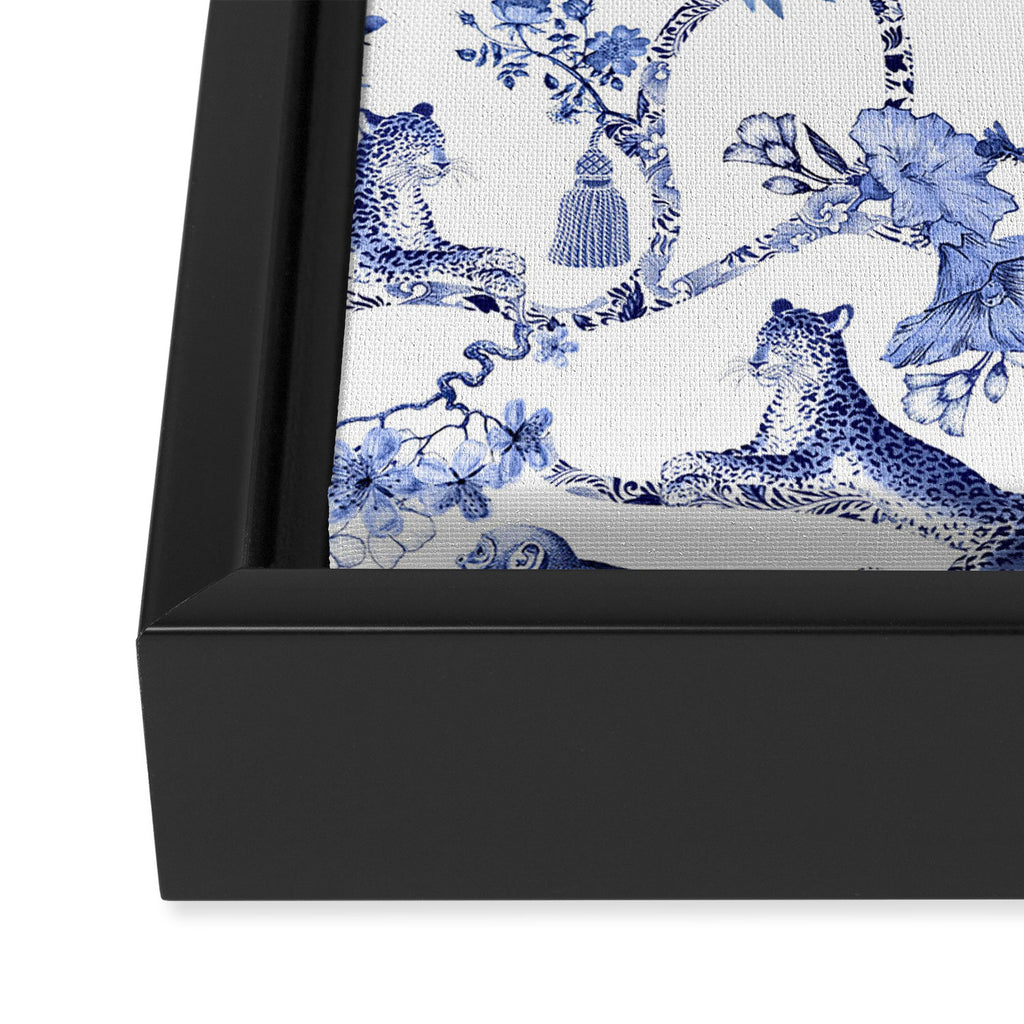 Chinoiserie Monkey Jungle Botanical Toile de Jouy Art Framed Canvas Print Gallery Image 3