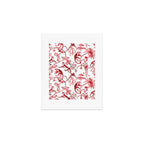 Chinoiserie Monkey Jungle Botanical Red Toile de Jouy Art Art Print Gallery Image 1