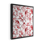 Chinoiserie Monkey Jungle Botanical Red Toile de Jouy Art Framed Canvas Print Gallery Image 2