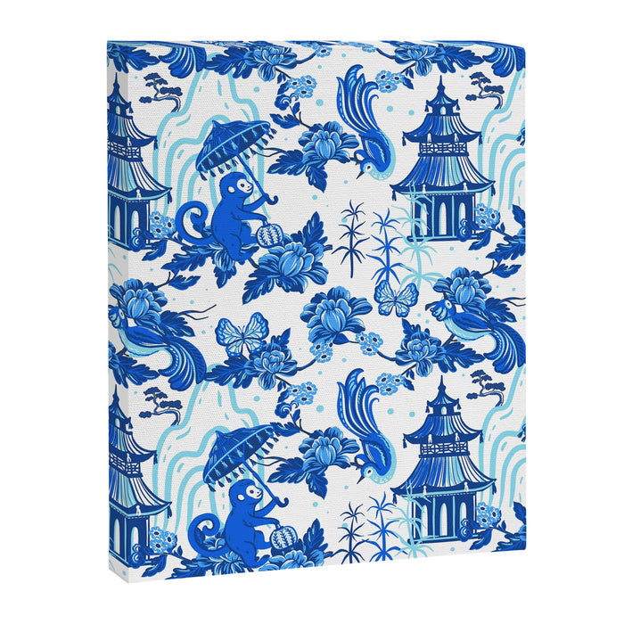 Chinoiserie Monkey Umbrella Pagodas Canvas Print Gallery Image 1