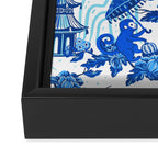 Chinoiserie Monkey Umbrella Pagodas Framed Canvas Print Gallery Image 3