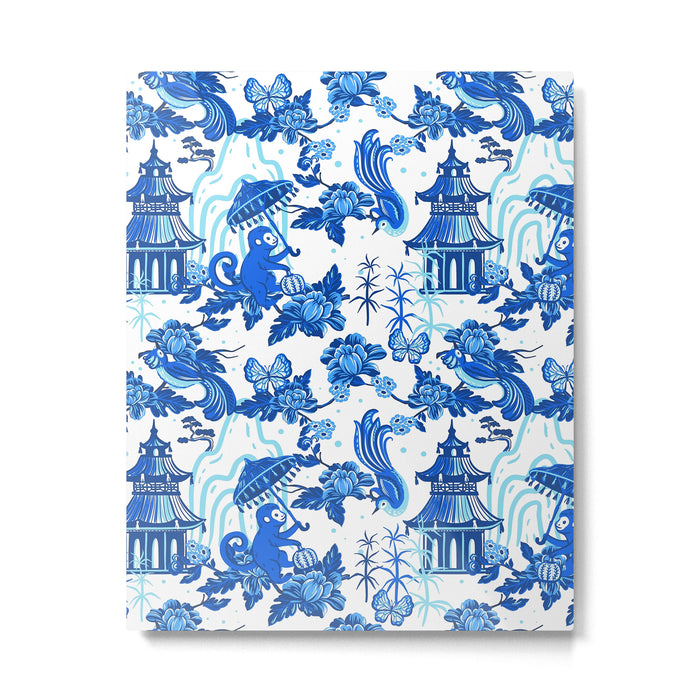 Chinoiserie Monkey Umbrella Pagodas Metal Print Gallery Image 1