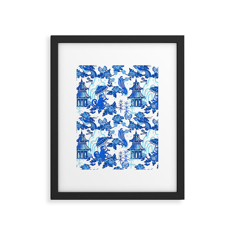 Chinoiserie Monkey Umbrella Pagodas Framed Art Print Gallery Image 6