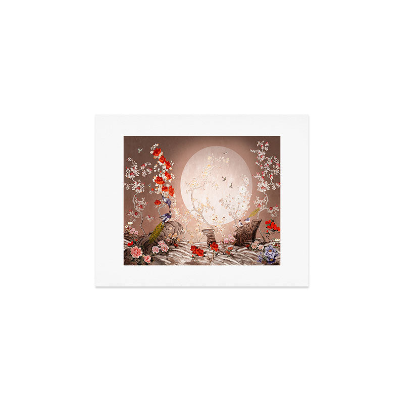Chinoiserie Moonlight Sakura Garden Art Print Gallery Image 1