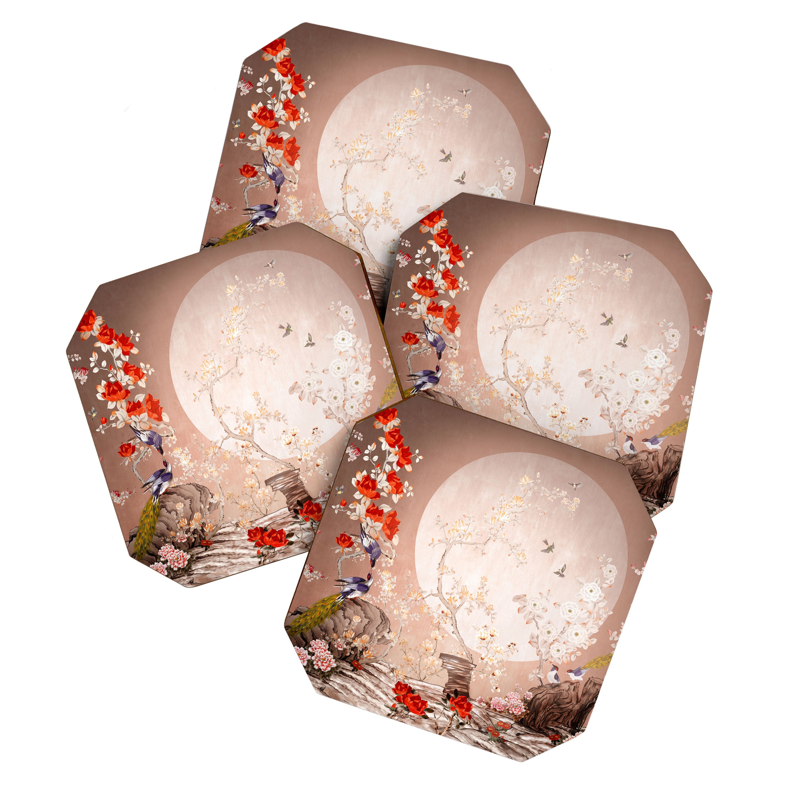 Chinoiserie Moonlight Sakura Garden Coaster Gallery Image 1