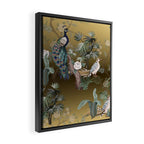 Chinoiserie Oriental Golden Peacock Fresco Art Framed Canvas Print Gallery Image 2