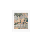Chinoiserie Palatial Peacock Garden Peach Cloud Sky Art Print Gallery Image 1