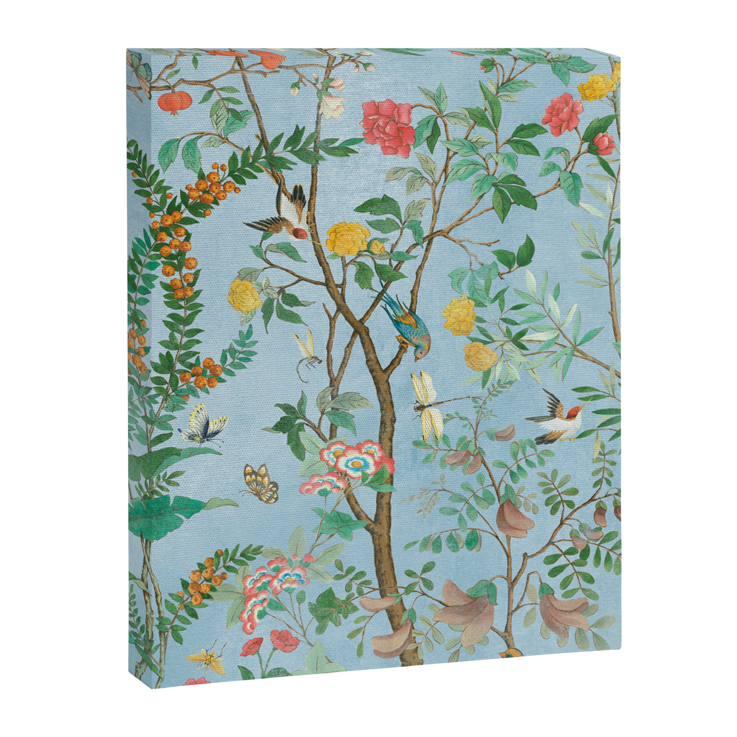Chinoiserie Pastel Blue Floral Bird Garden II Canvas Print Gallery Image 8