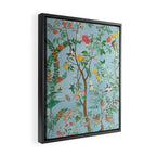 Chinoiserie Pastel Blue Floral Bird Garden II Framed Canvas Print Gallery Image 2