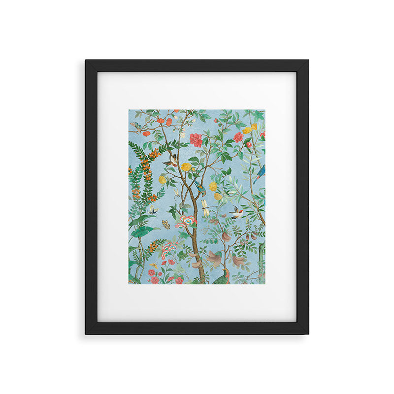 Chinoiserie Pastel Blue Floral Bird Garden II Framed Art Print Gallery Image 6