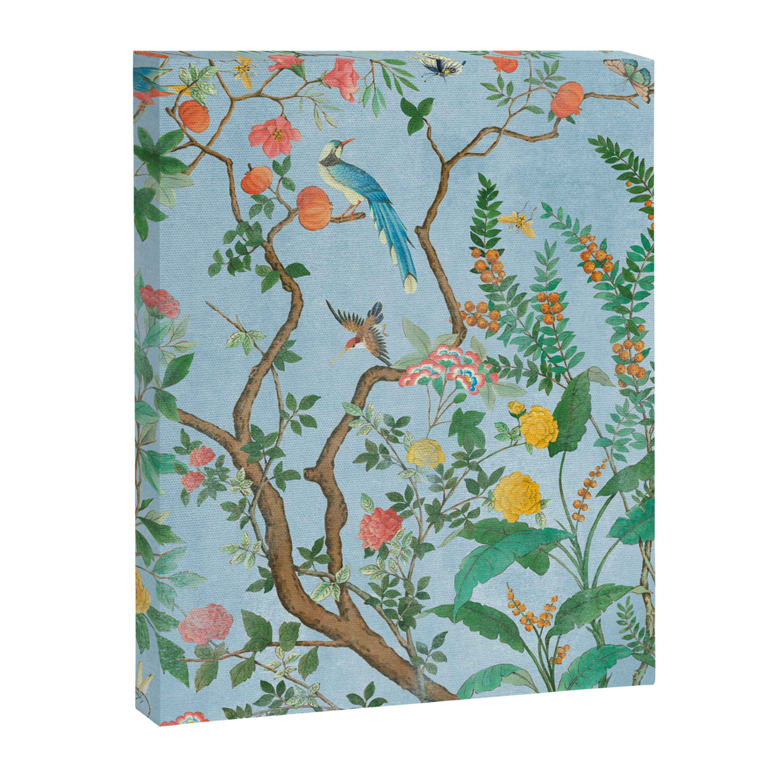 Chinoiserie Pastel Blue Floral Bird Garden Canvas Print Gallery Image 8