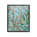 Chinoiserie Pastel Blue Floral Bird Garden Framed Canvas Print Gallery Image 8