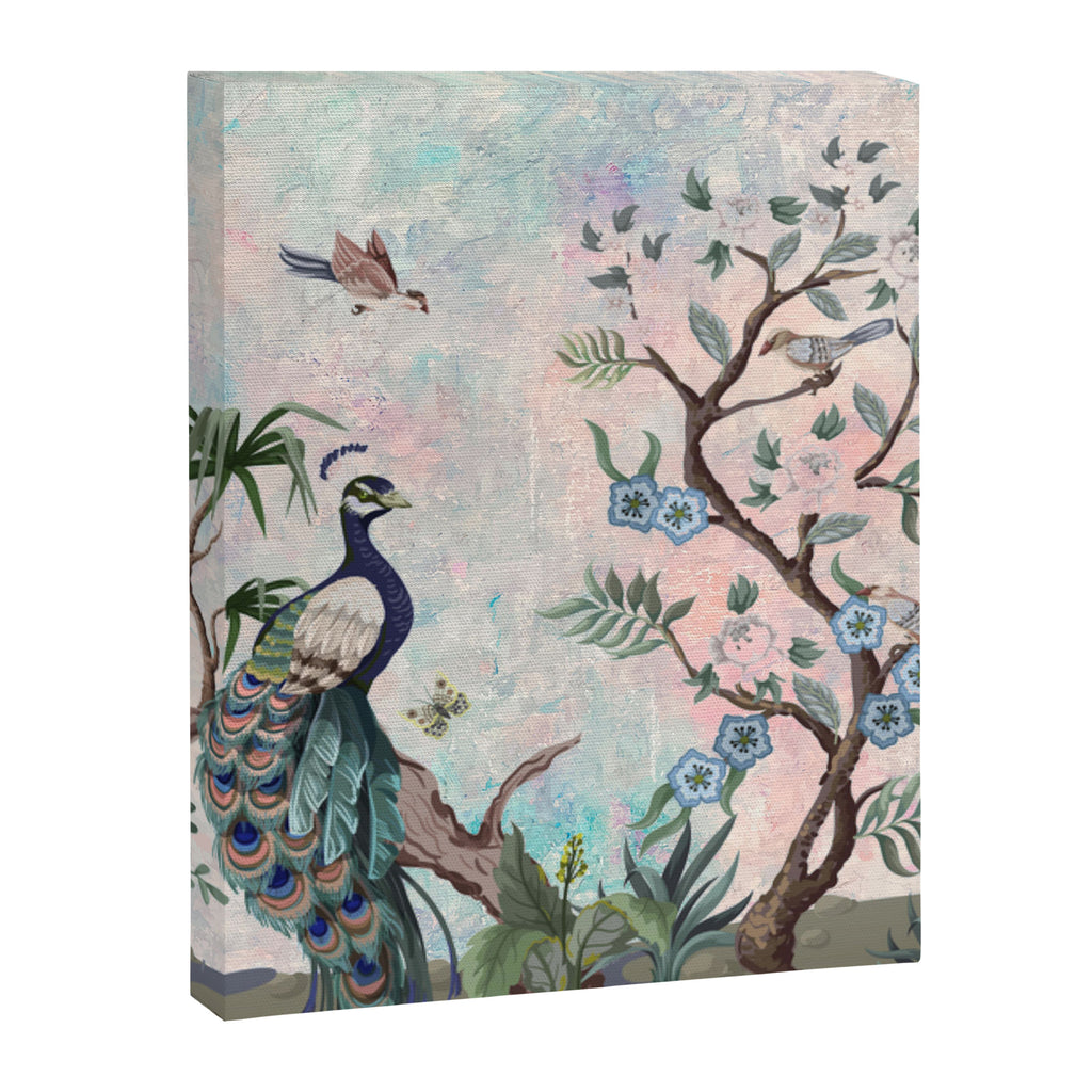 Chinoiserie Pastel Peacock Garden Fresco Canvas Print Gallery Image 8