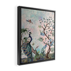 Chinoiserie Pastel Peacock Garden Fresco Framed Canvas Print Gallery Image 2