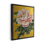 Chinoiserie Peach Blooming Peony Gold Leaf Art Painting Framed Canvas Print Gallery Image 2