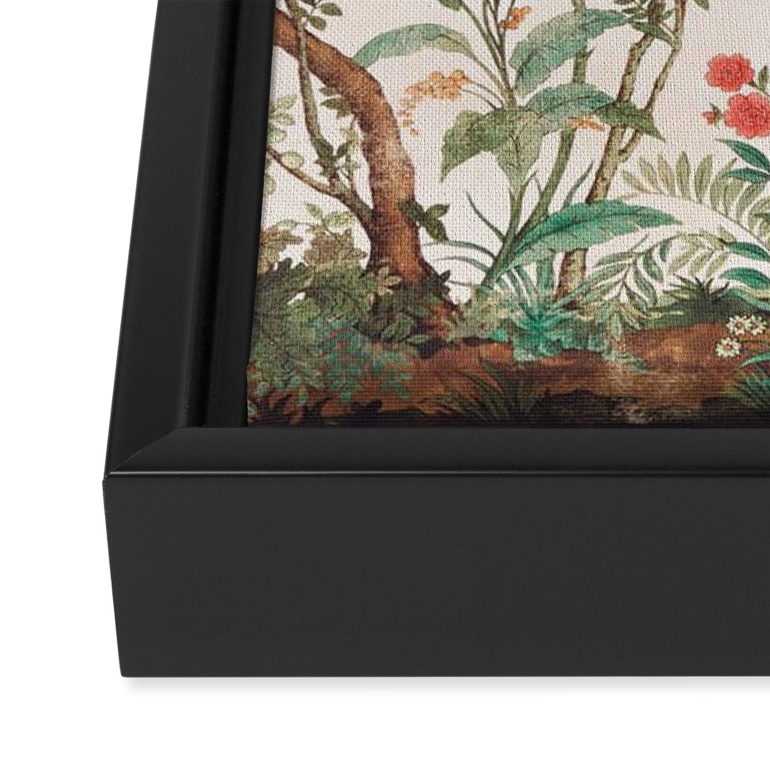 Chinoiserie Peach Floral Fresco Garden Birds Framed Canvas Print Gallery Image 3