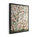 Chinoiserie Peach Floral Fresco Garden Birds Framed Canvas Print Gallery Image 2