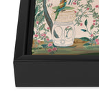 Chinoiserie Peach Fresco Floral Garden Birds Oriental Botanical Framed Canvas Print Gallery Image 3