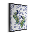 Chinoiserie Peacock Blue & White Floral Framed Canvas Print Gallery Image 2