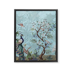 Chinoiserie Peacock Heron Floral Garden & William Morris Art Framed Canvas Print Gallery Image 6