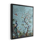 Chinoiserie Peacock Heron Floral Garden & William Morris Art Framed Canvas Print Gallery Image 2