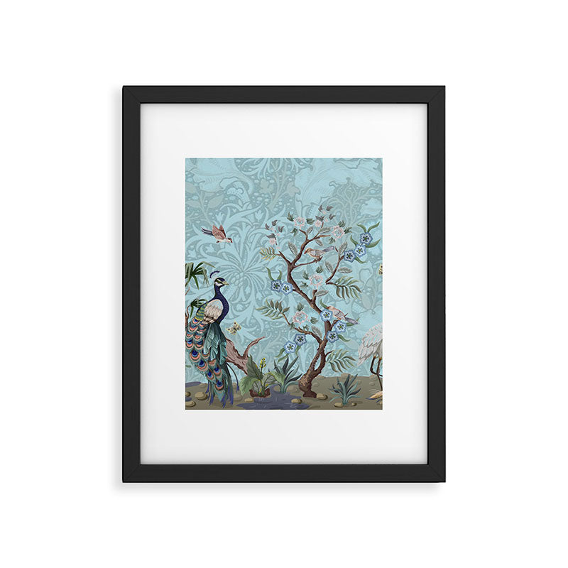 Chinoiserie Peacock Heron Floral Garden & William Morris Art Framed Art Print Gallery Image 5
