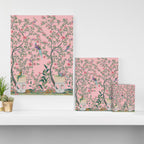 Chinoiserie Pink Fresco Floral Garden Birds Oriental Botanical Canvas Print Gallery Image 3