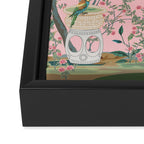 Chinoiserie Pink Fresco Floral Garden Birds Oriental Botanical Framed Canvas Print Gallery Image 3