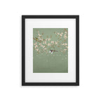 Chinoiserie Sage Green Cherry Blossom Bird Garden Framed Art Print Gallery Image 4