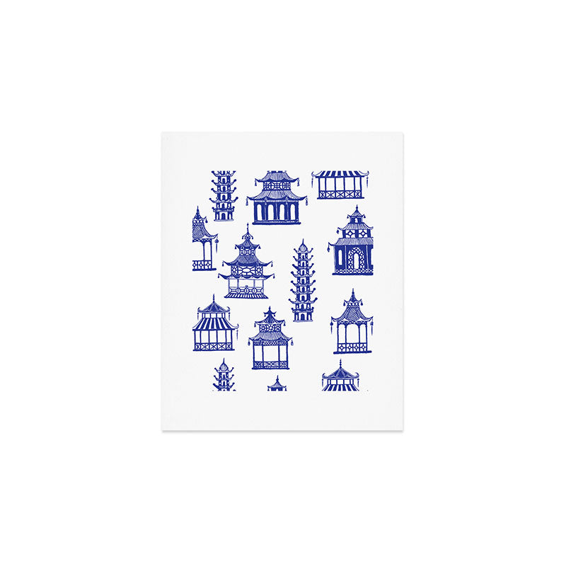 Chinoiserie Temple Pagodas Art Print Gallery Image 1