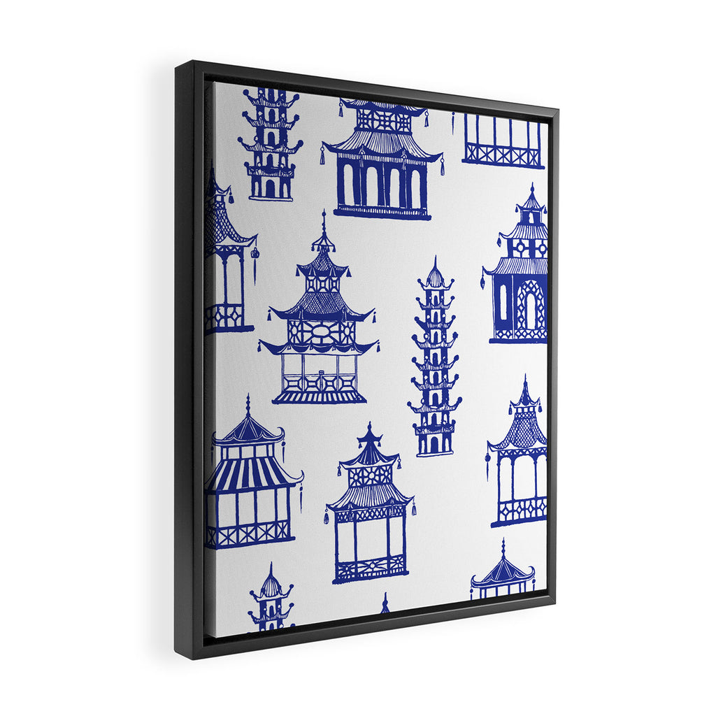 Chinoiserie Temple Pagodas Framed Canvas Print Gallery Image 2