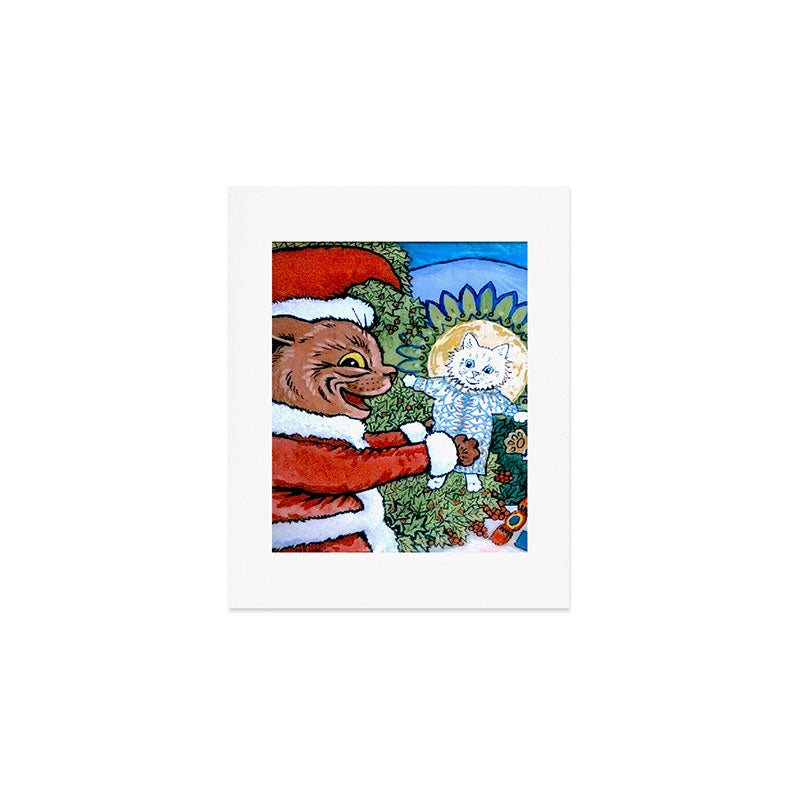 'Christmas Gift' Louis Wain Vintage Cat Art Print Gallery Image 1