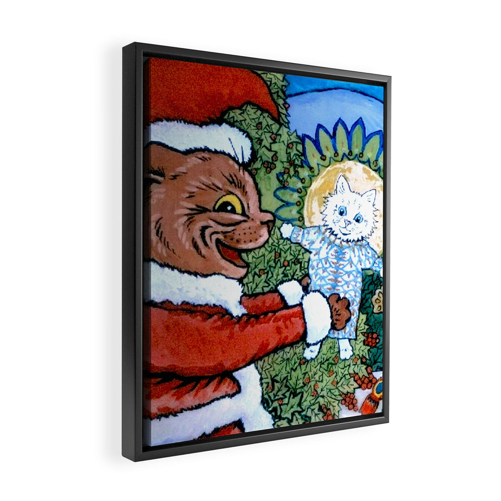 'Christmas Gift' Louis Wain Vintage Cat Framed Canvas Print Gallery Image 2