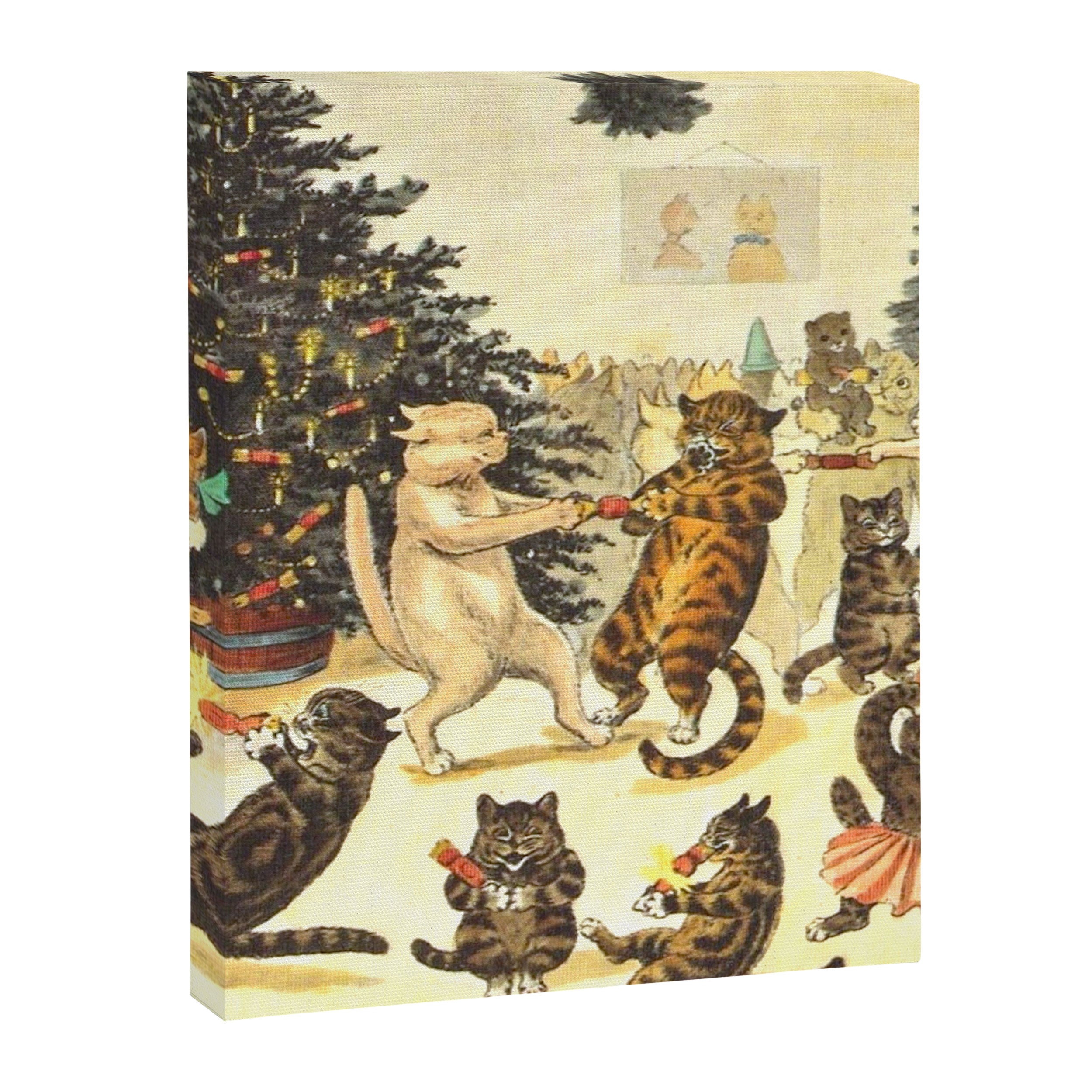 'Christmas Party Cats' by Louis Wain Vintage Cat Art Canvas Print Gallery Image 6