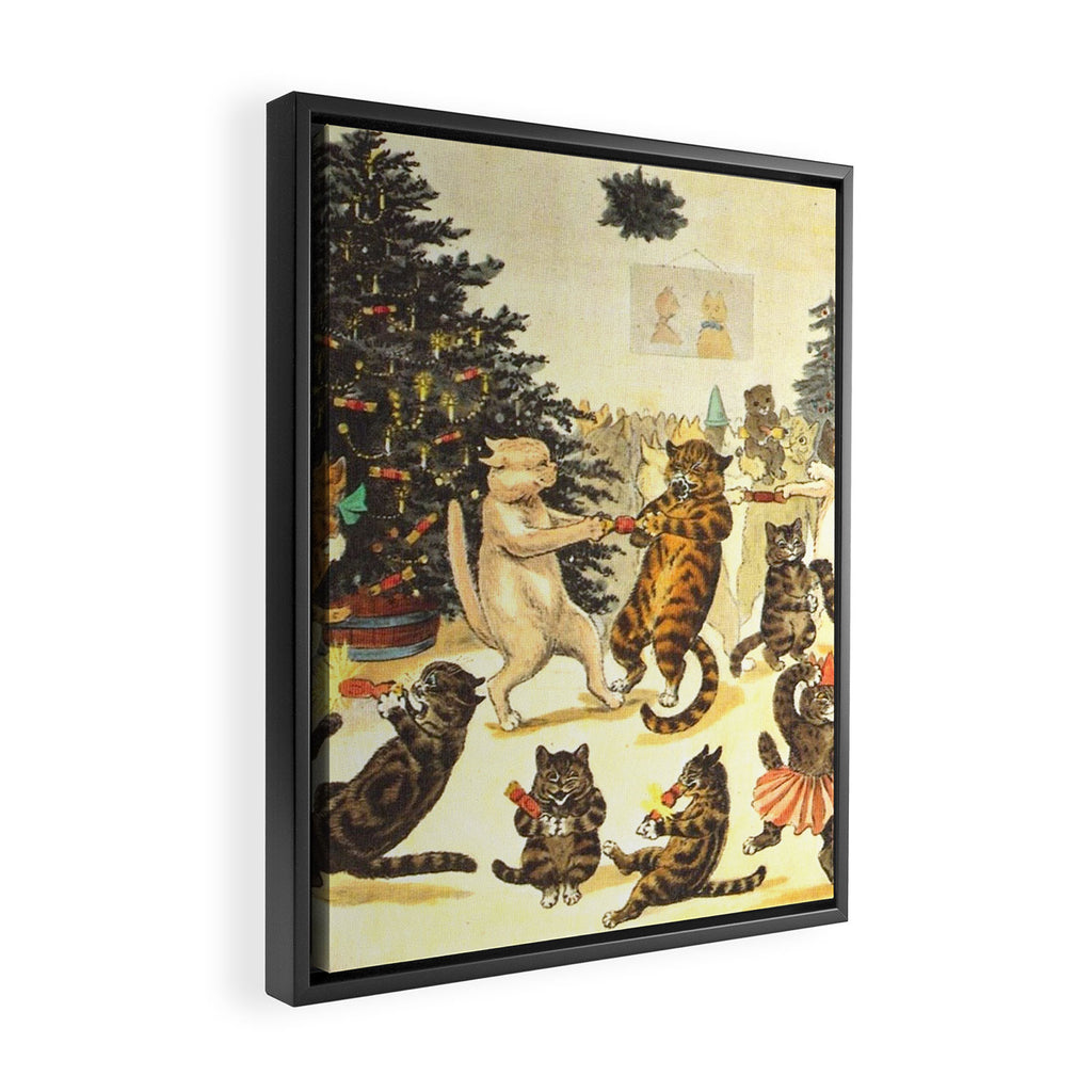 'Christmas Party Cats' by Louis Wain Vintage Cat Art Framed Canvas Print Gallery Image 2