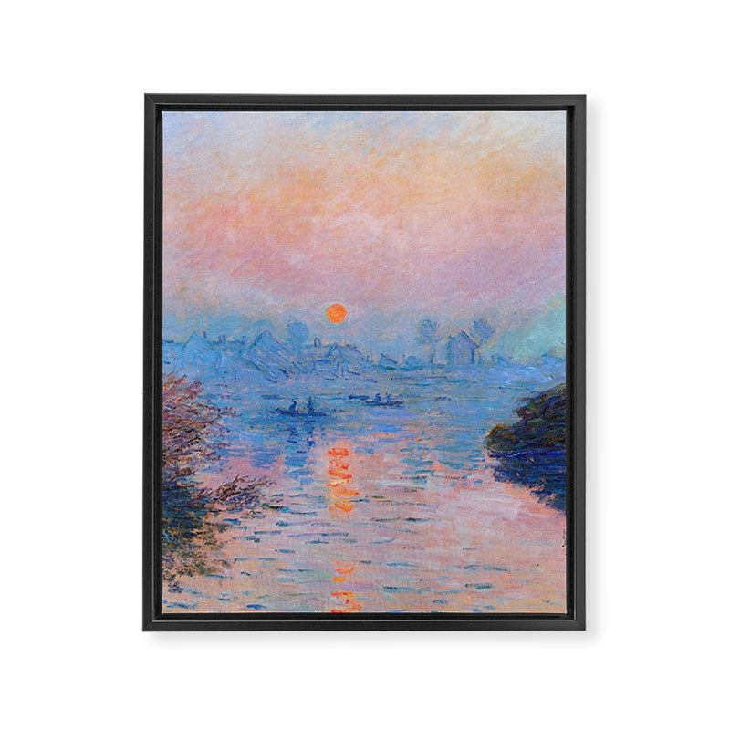 Claude Monet Sunset on the Seine at Lavacourt, Winter (High Res & Color Restored) Framed Canvas Print Gallery Image 8